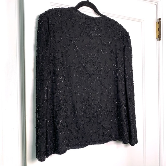 Vintage Beaded Sequin Jacket Lightweight Party Event Guest Blingy Retro Size 2X - Picture 9 of 12